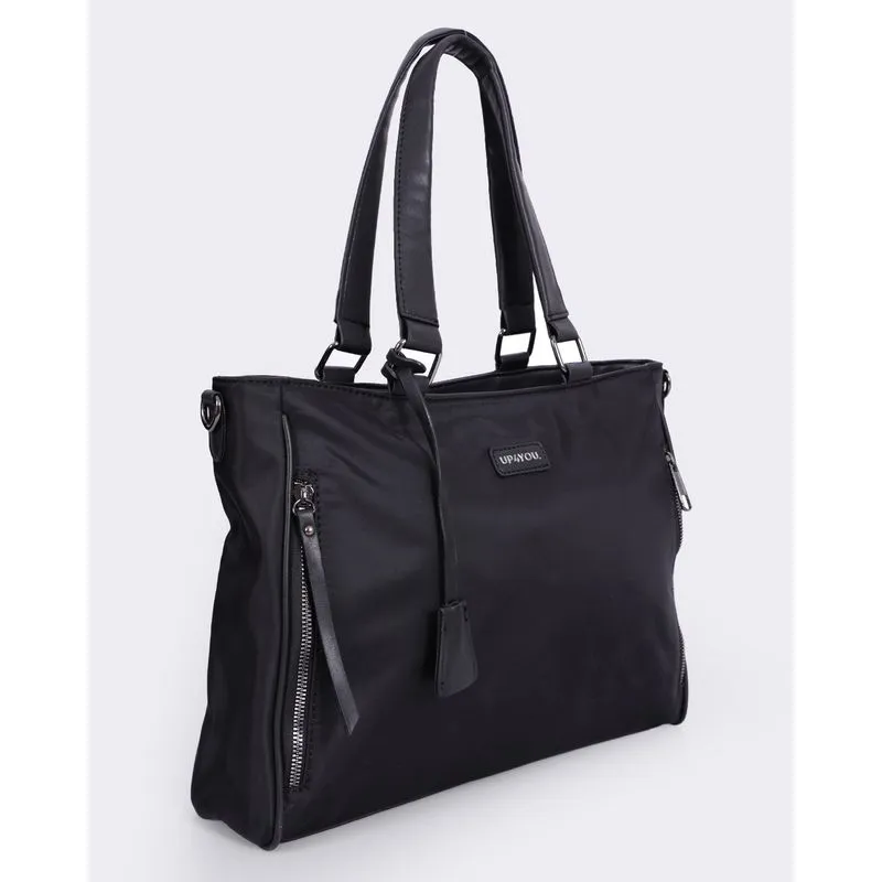 Bolsa Feminina Tote Bag Alças Com Zíper Preta UN