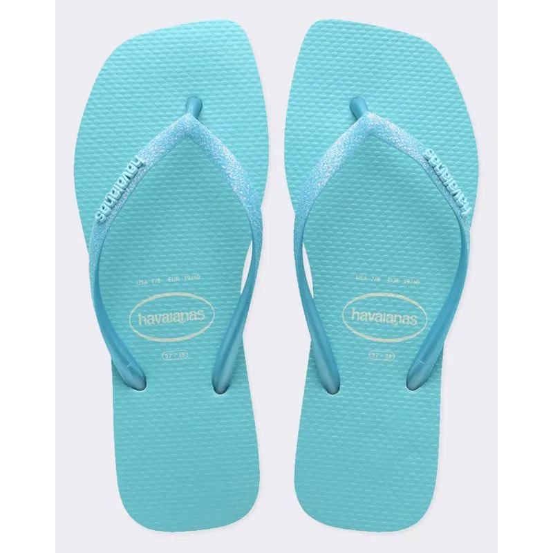 Chinelo Havaianas Feminino Square Glitter Neon Azul 39/40