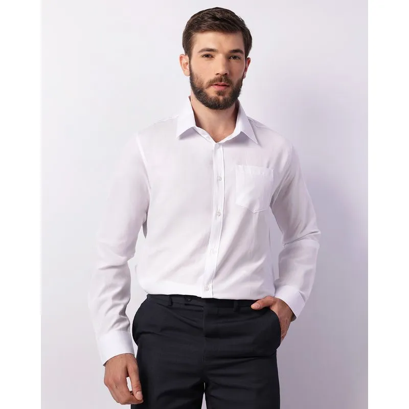 Camisa Masculina Social Manga Longa Com Bolso Branca 2