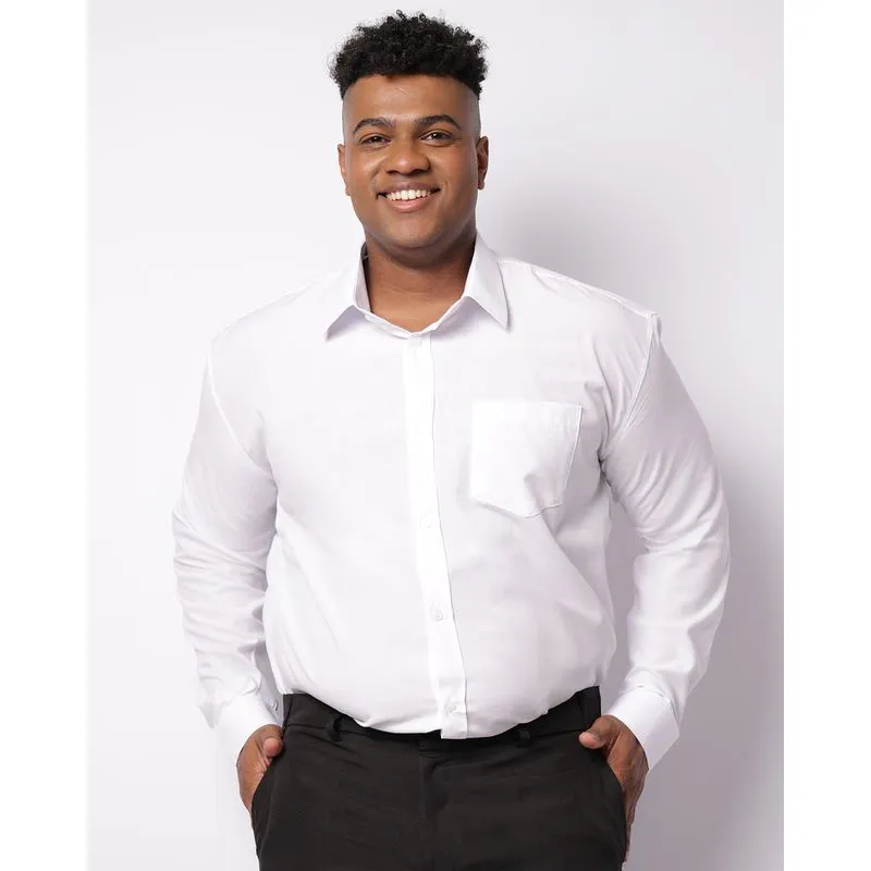 Camisa Plus Size Masculina Manga Longa Com Bolso Branca 7