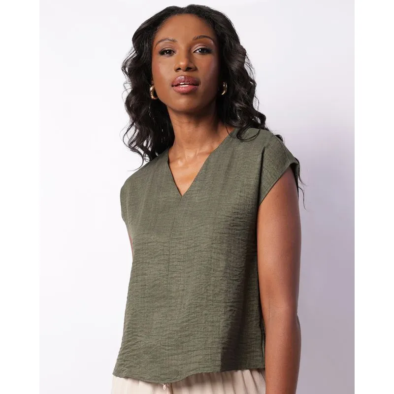 Blusa Feminina Berry & Co. Decote V Manga Curta Verde G