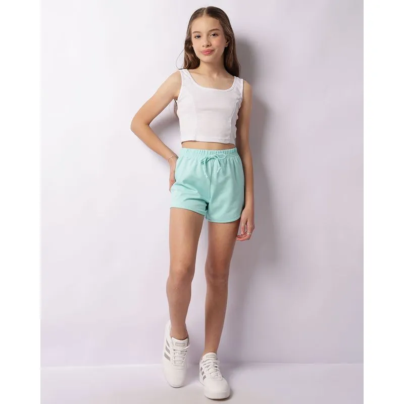 Short Juvenil Moletinho Curto com Glitter Azul 14