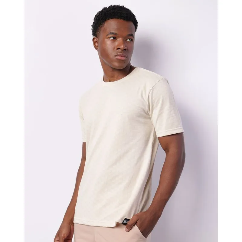 Camiseta Masculina Texturizada Manga Curta Bege GG