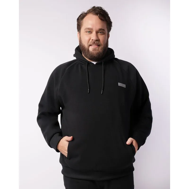 Blusão Moletom Plus Size Masculino Com Capuz Preto G3
