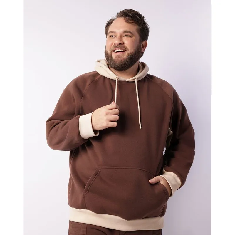 Blusão Moletom Plus Size Masculino Com Capuz Marrom G2