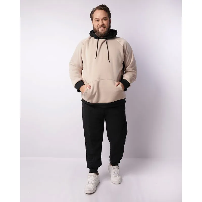 Calça Moletom Plus Size Masculina Recorte Texturizado Preta G3