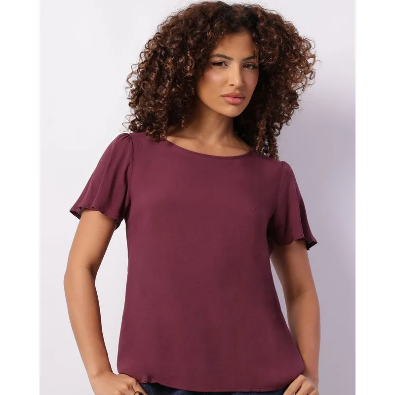 Blusa Feminina Viscose Berry & Co. Frufru Roxa GG