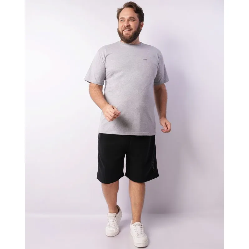 Bermuda Moletom Plus Size Masculina com Bolsos Preta G3