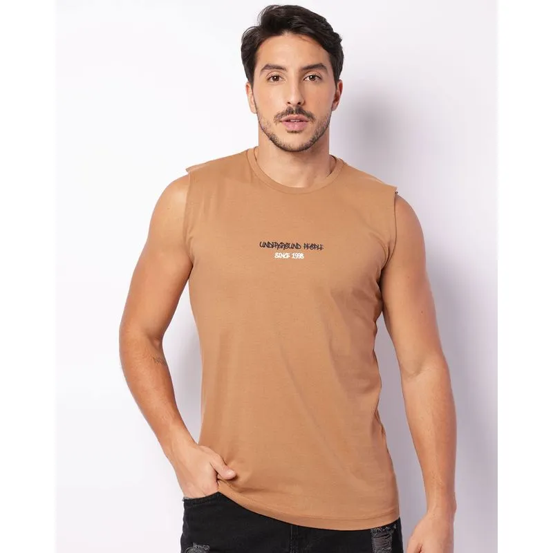 Regata Masculina Estampa Frontal Marrom G