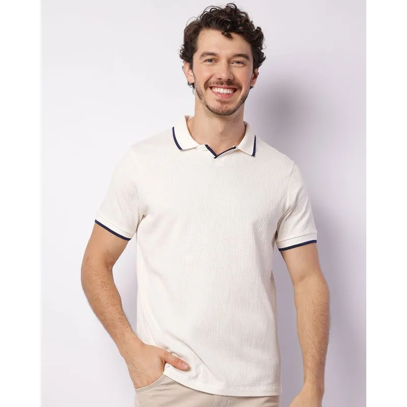 Camisa Polo Masculina Manga Curta Wrinkle Off White GG