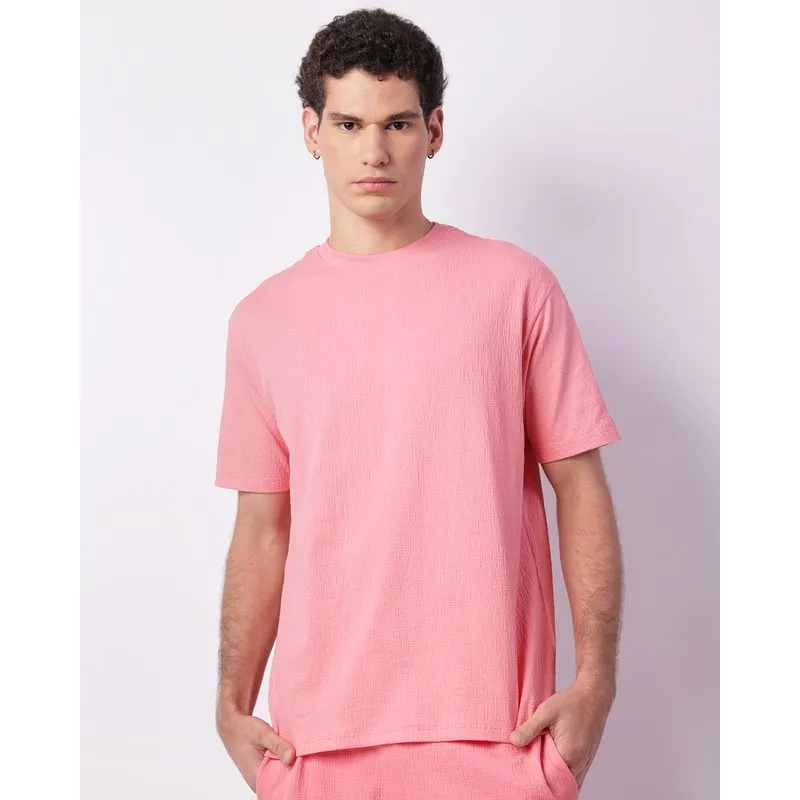 Camiseta Masculina Texturizada Rosa P