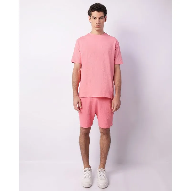 Bermuda Masculino Texturizado Bolso Cordão Rosa M
