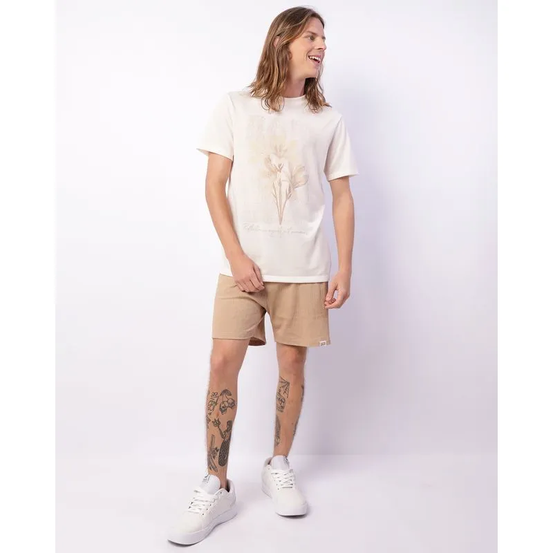 Short Masculino Texturizado Com Bolso Bege P
