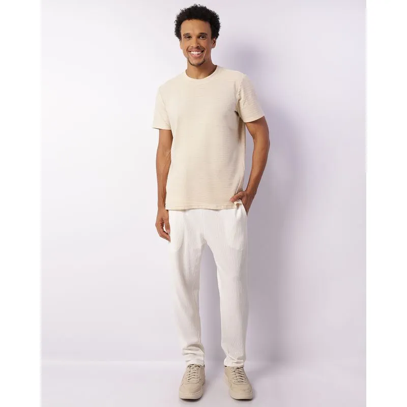 Calça Masculina Texturizada Com Cordão Off White P