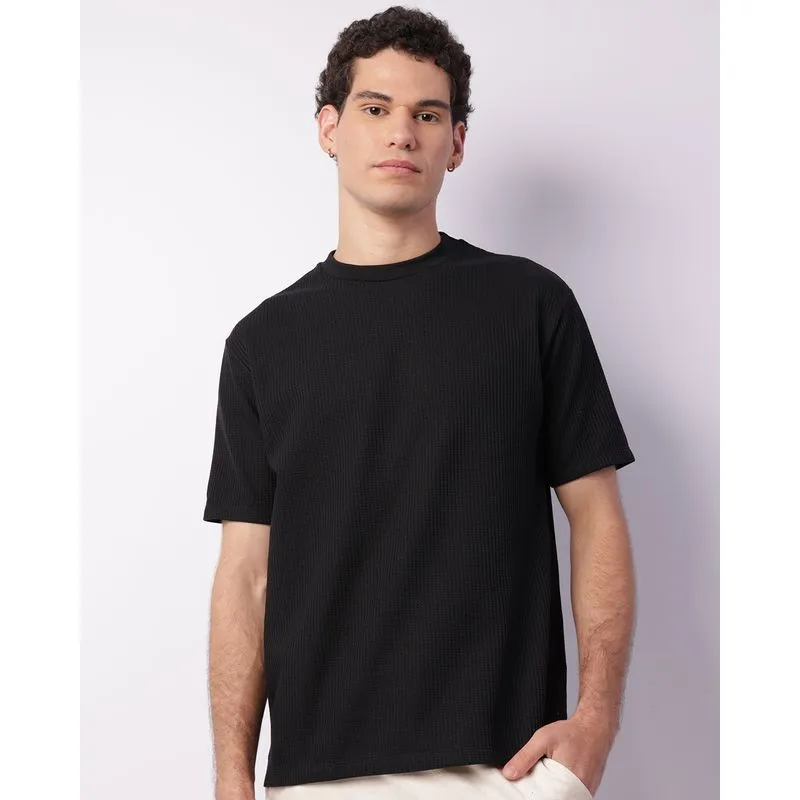 Camiseta Masculina Texturizada Manga Curta Preta G