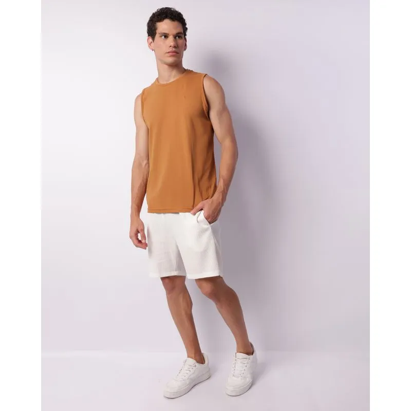 Bermuda Masculina Reta Texturizada Com Cordão Off White P