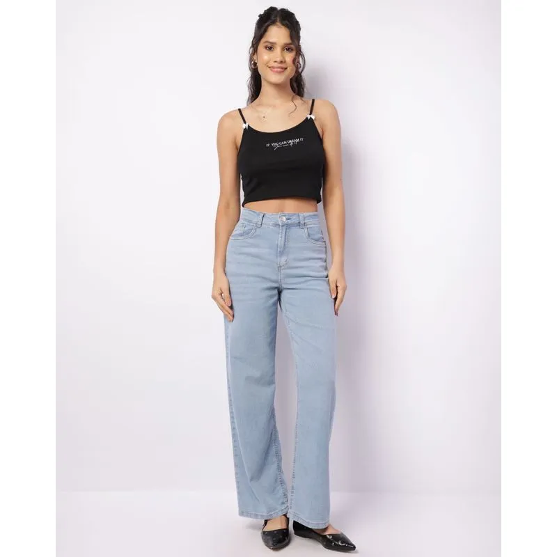 Calça Jeans Feminina Over Reta Azul 40