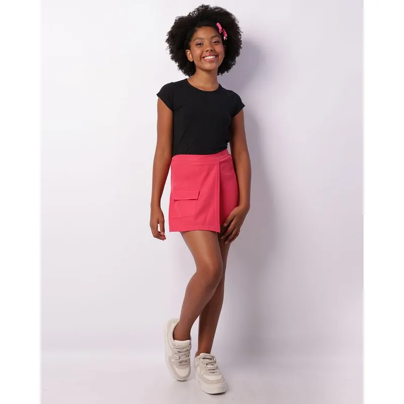 Short Saia Juvenil Com Bolso Rosa 12