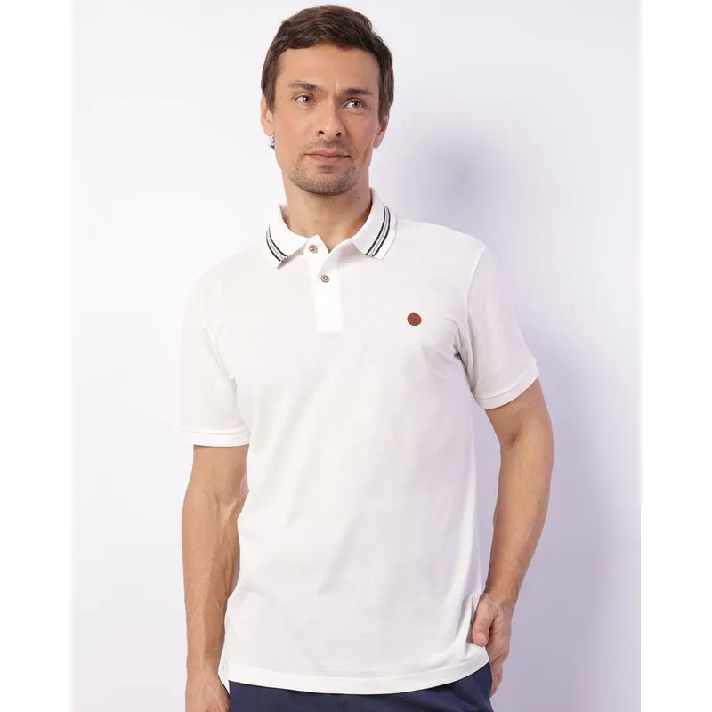 Camisa Polo Masculina Manga Curta Piquet Off White P
