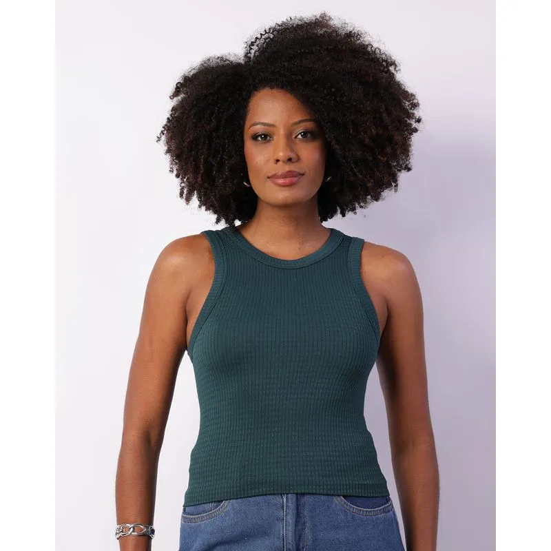 Regata Feminina Texturizada Verde M