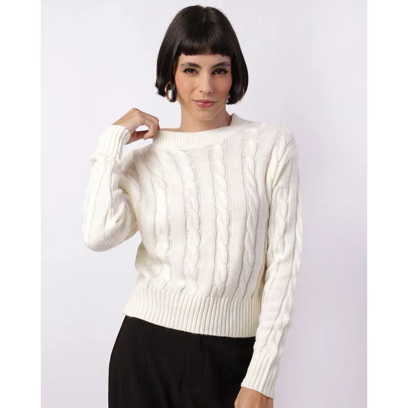 Suéter Feminino Tricô Texturizado Off White G