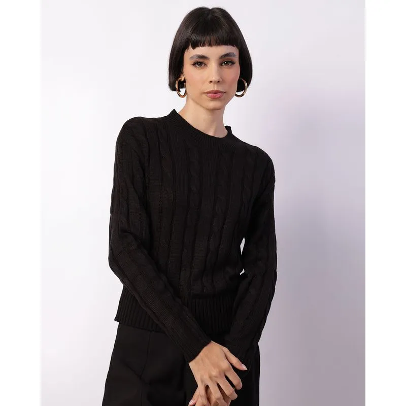Suéter Feminino Tricô Texturizado Preto GG