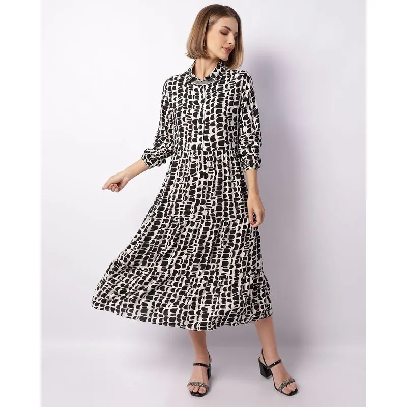 Vestido Feminino Midi Berry & Co. Estampado Preto P
