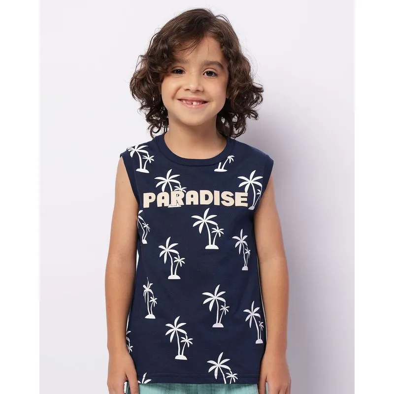Regata Infantil Estampa Tropical Marinho 6