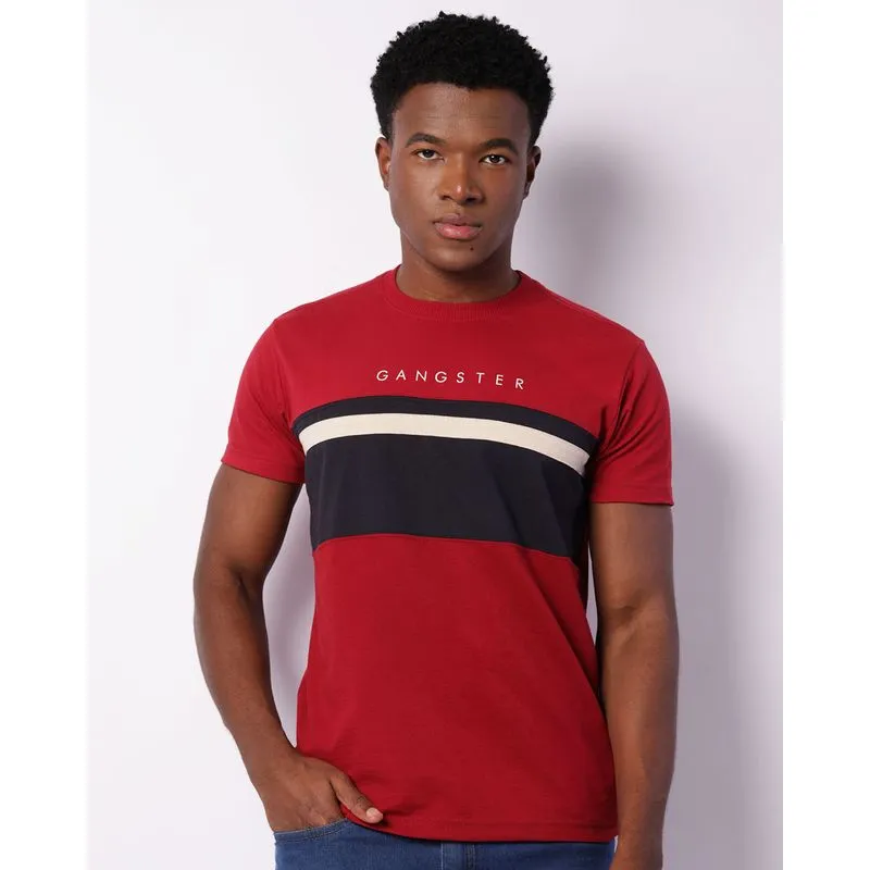Camiseta Masculina Manga Curta Texturizada Gangster Vinho G