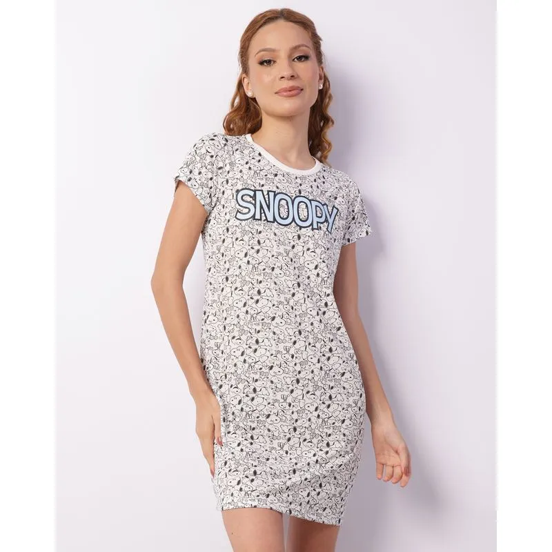 Camisola Feminina Curta Peanuts Snoopy Off White G