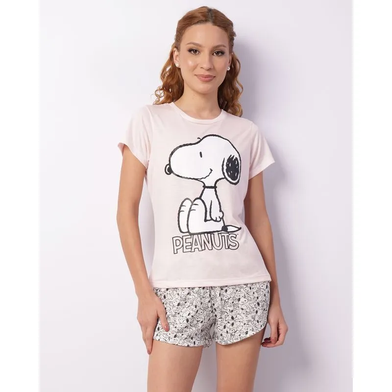 Pijama Feminino Curto Peanuts Snoopy Rosa P