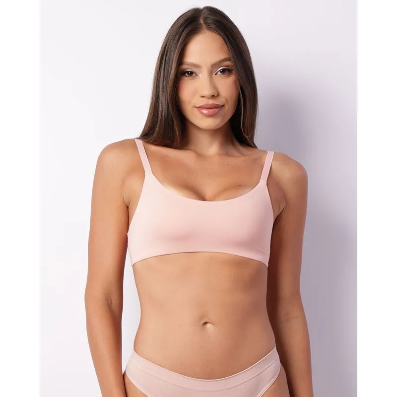 Sutiã Feminino Sem Bojo Liso Rosa P