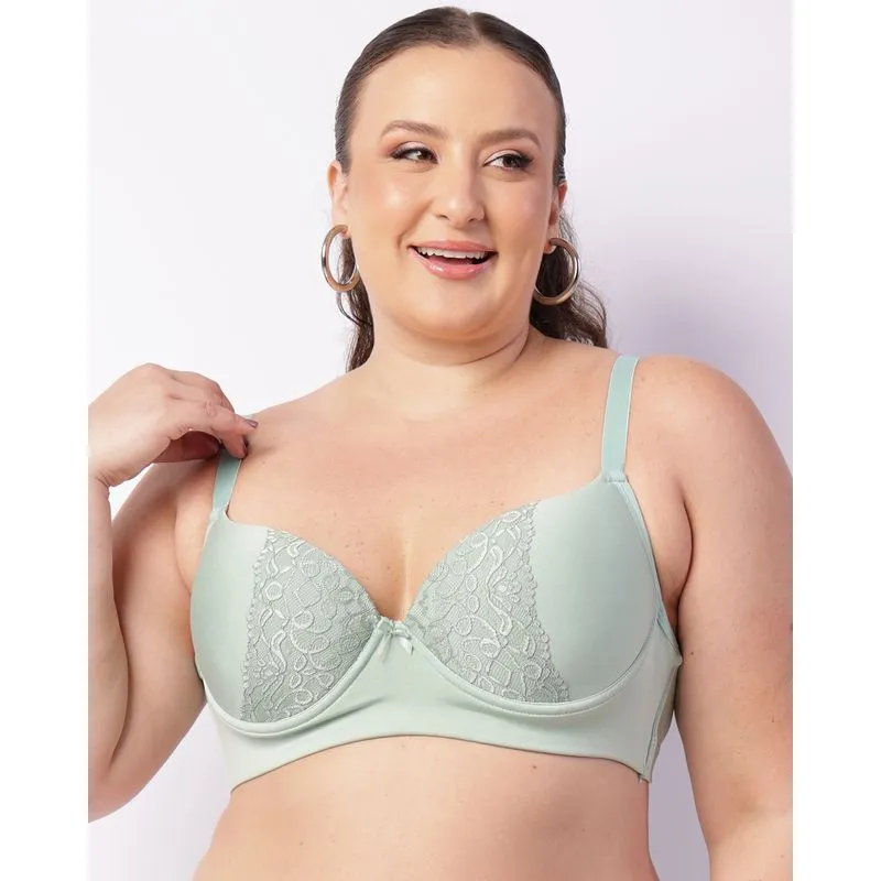 Sutiã Plus Size Feminino Base Bojo Com Renda Verde 48