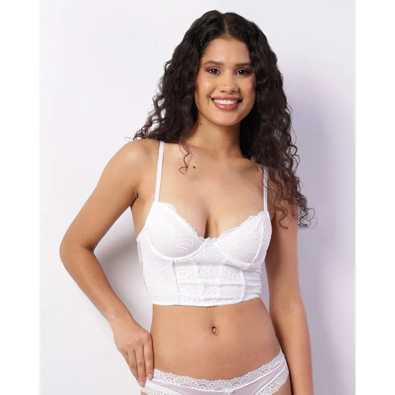 Sutiã Feminino Alongado Renda Sem Bojo Branco 46