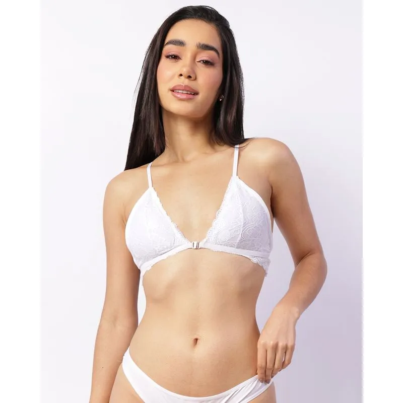 Sutiã Feminino Push Up Com Bojo Renda Branco 40