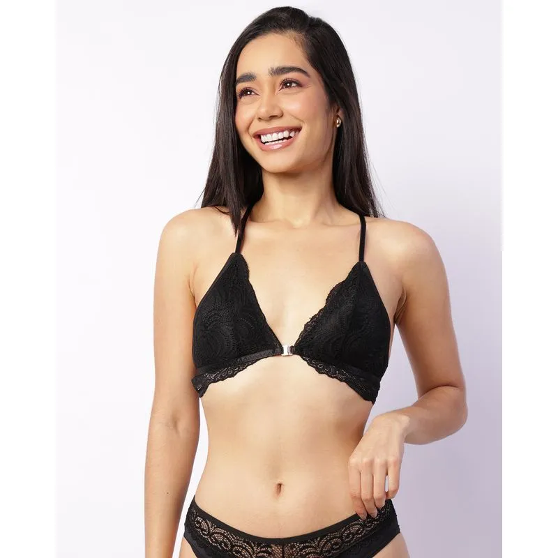 Sutiã Feminino Push Up Com Bojo Renda Preto 46