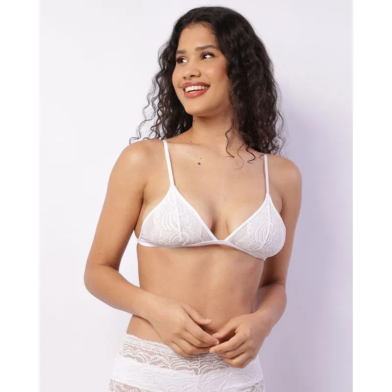 Sutiã Feminino Triângulo Tule E Renda Branco 42