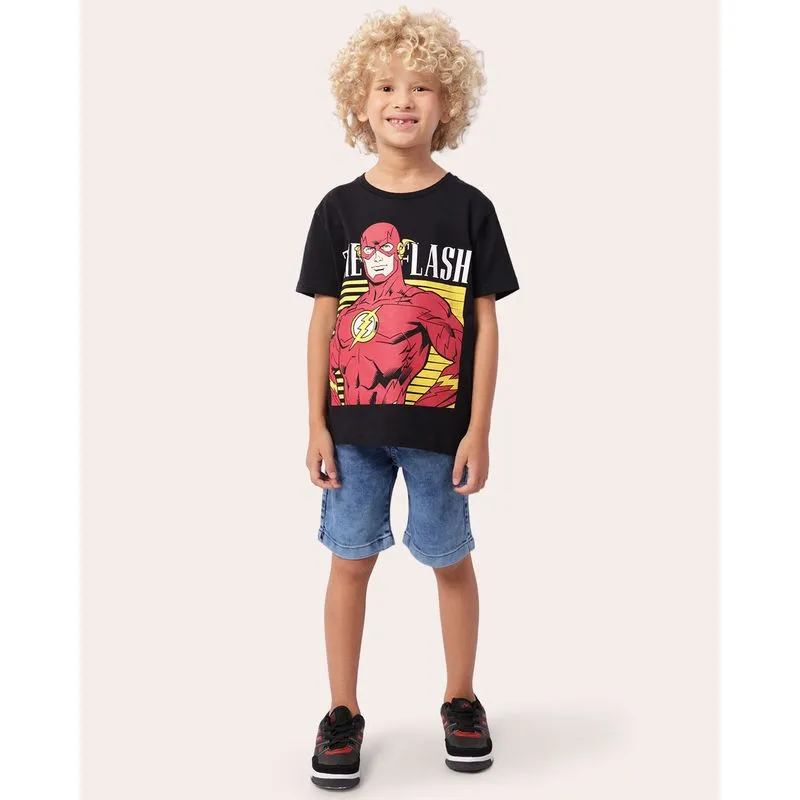 Bermuda Jeans Infantil Com Bolso Cordão Azul 6