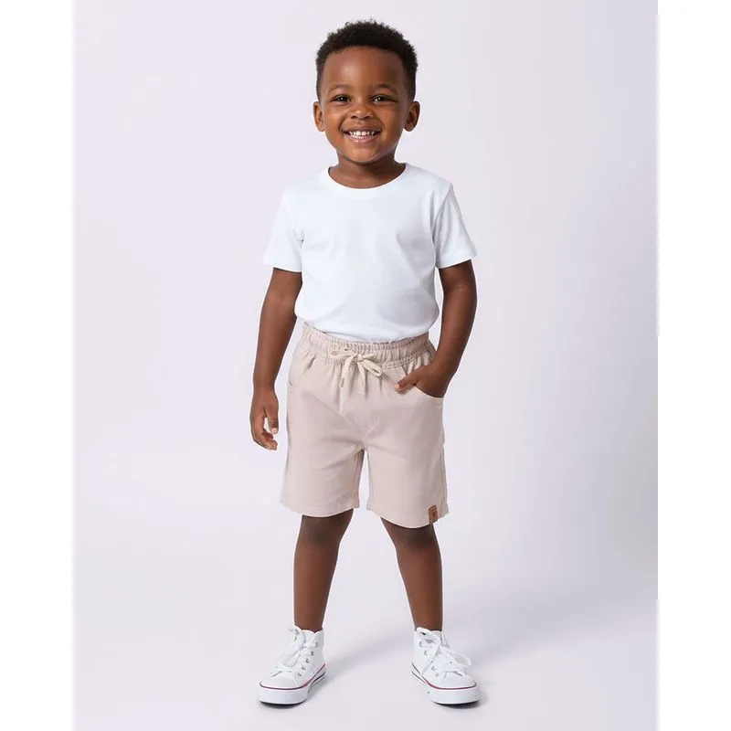 Bermuda Bebê Reta Com Bolsos Bege 3