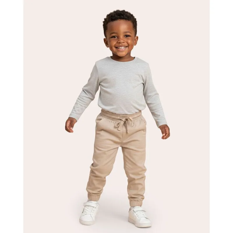 Calça Bebê Sarja Jogger Bege 1