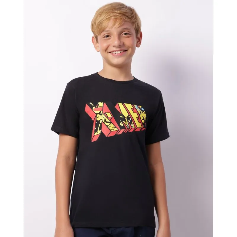Camiseta Juvenil Marvel X-Men Manga Curta Preta 12
