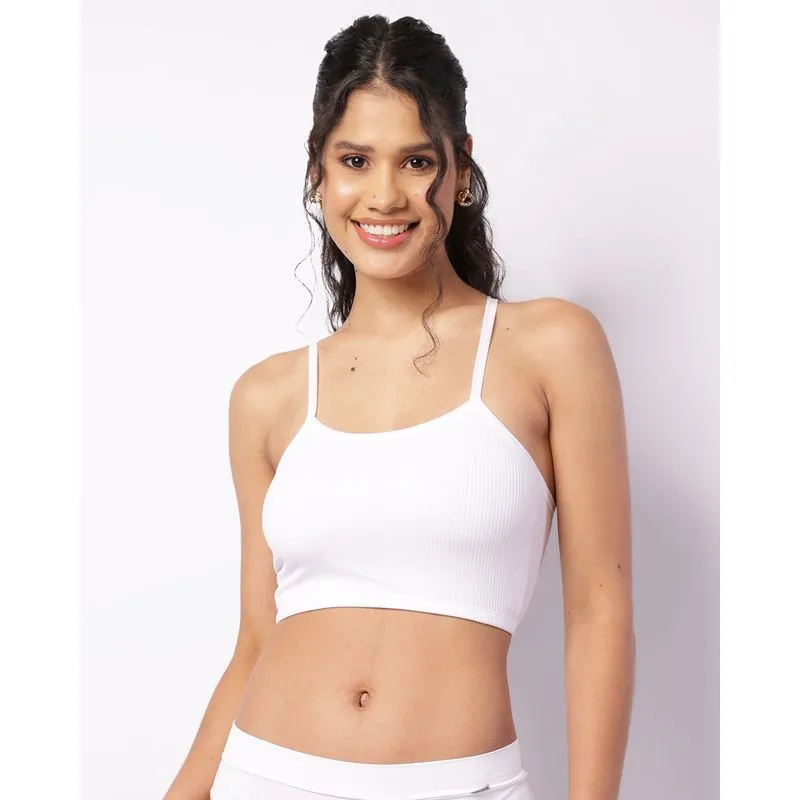 Sutiã Feminino Top Canelado Nadador Branco P