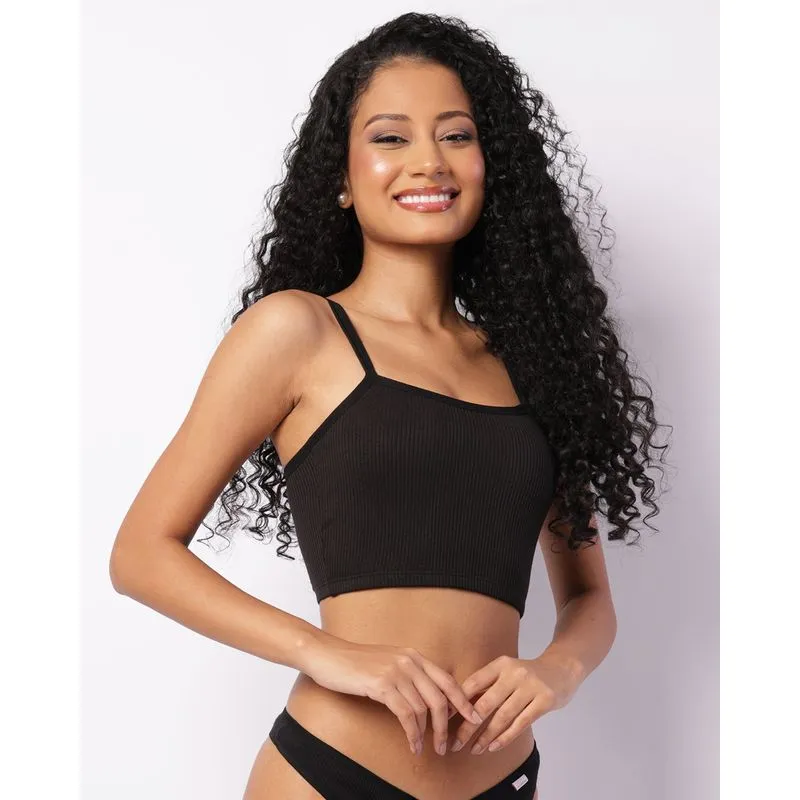 Sutiã Feminino Top Canelado Nadador Preto GG