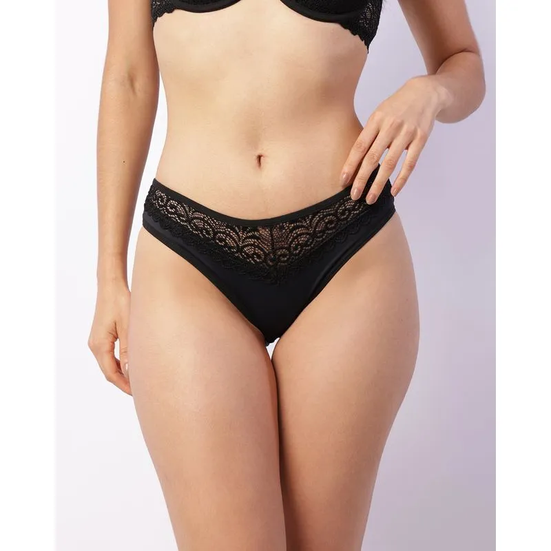 Calcinha Feminina Biquíni Com Renda Preta P