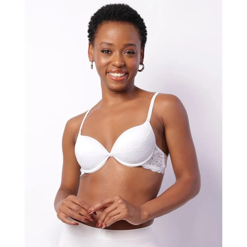 Sutiã Feminino Push Up Com Bojo E Renda Branco 46