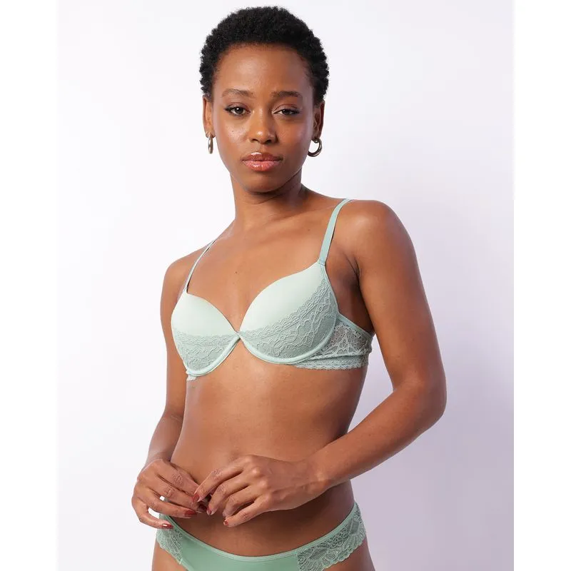Sutiã Feminino Push Up Com Bojo E Renda Verde 46