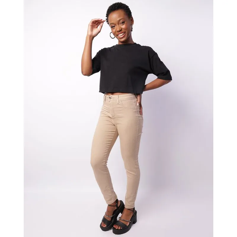 Calça Feminina Sarja Skinny Levanta Bumbum Bege 36