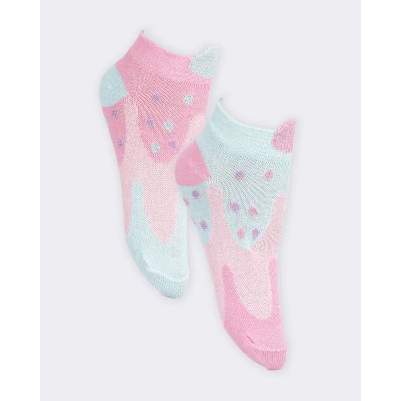 Kit 2 Pares De Meia Infantil Estampa Sorvete Com Glitter Rosa E Verde 19 A 22
