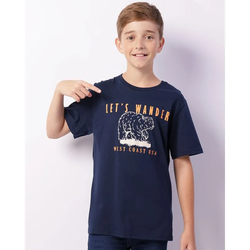 Camiseta Juvenil Estampada Manga Curta Marinho 12