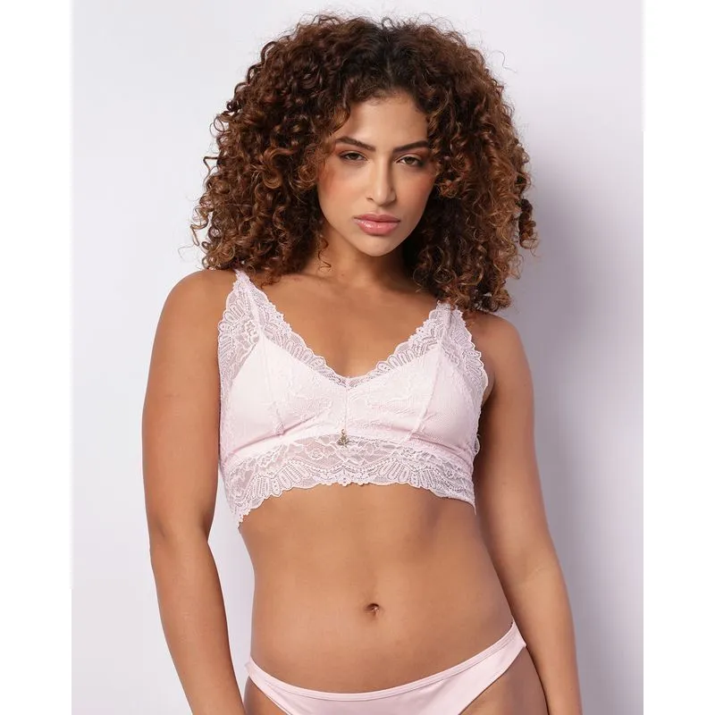 Sutiã Feminino Top Sem Bojo Renda Rosa 40